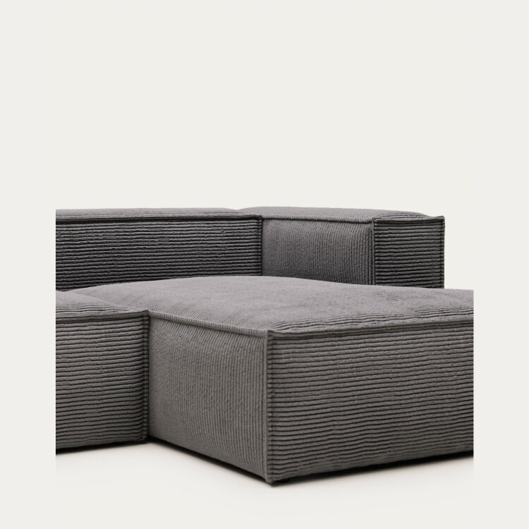 Диван 2х местный Blok правый шезлонг серый вельвет