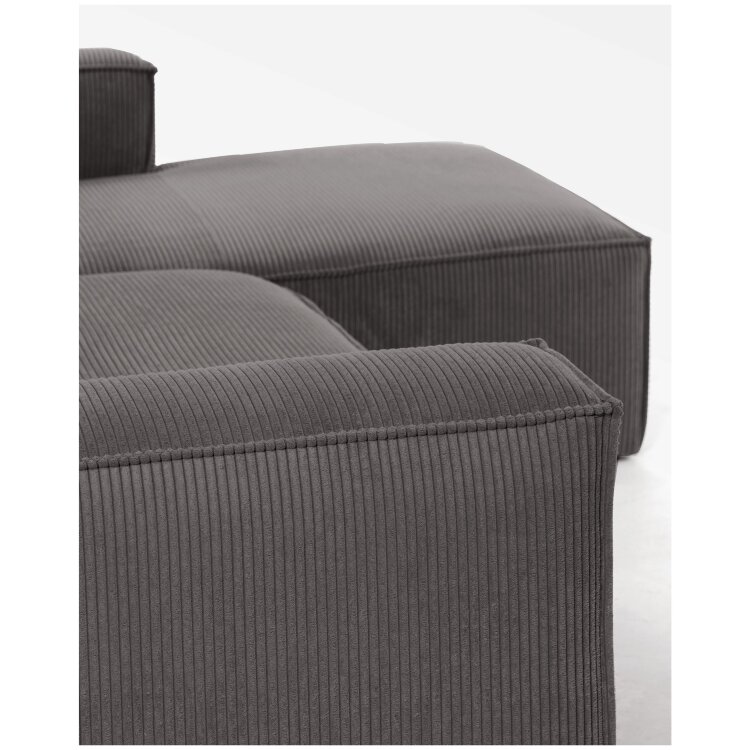 Диван 2х местный Blok правый шезлонг серый вельвет