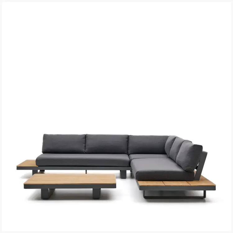 Набор из 5-местного углового дивана и стола Tosqueta из алюминия и массива тикового дерева