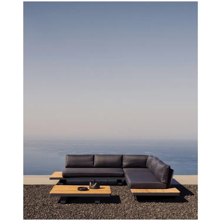 Набор из 5-местного углового дивана и стола Tosqueta из алюминия и массива тикового дерева