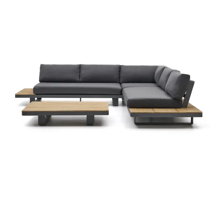 Набор из 5-местного углового дивана и стола Tosqueta из алюминия и массива тикового дерева