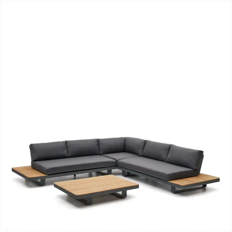Набор из 5-местного углового дивана и стола Tosqueta из алюминия и массива тикового дерева