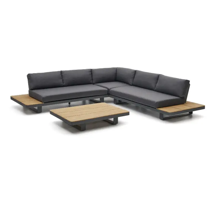 Набор из 5-местного углового дивана и стола Tosqueta из алюминия и массива тикового дерева