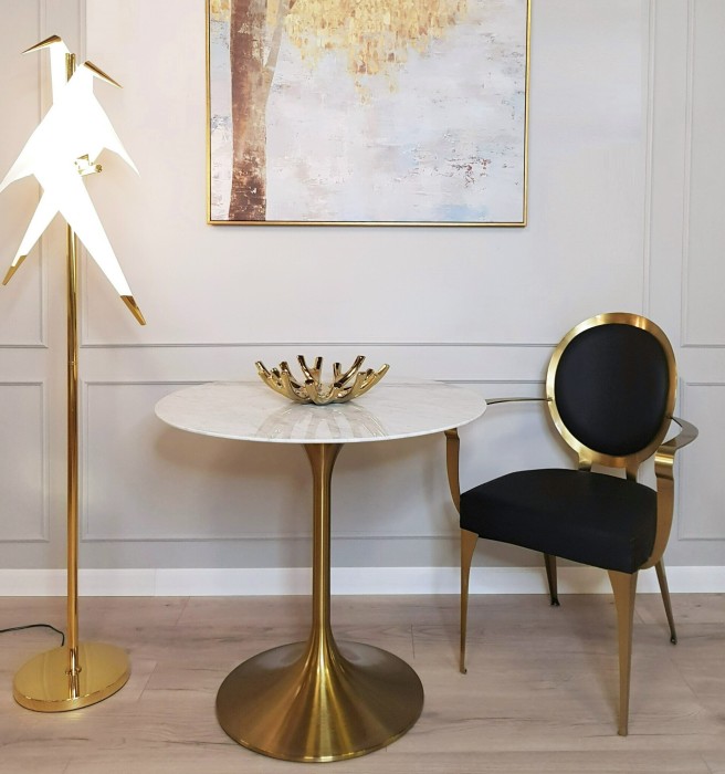 Стол обеденный белый Tulip Marble Brass