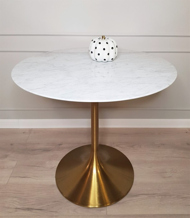 Стол обеденный белый Tulip Marble Brass
