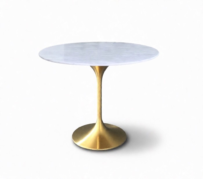Стол обеденный белый Tulip Marble Brass