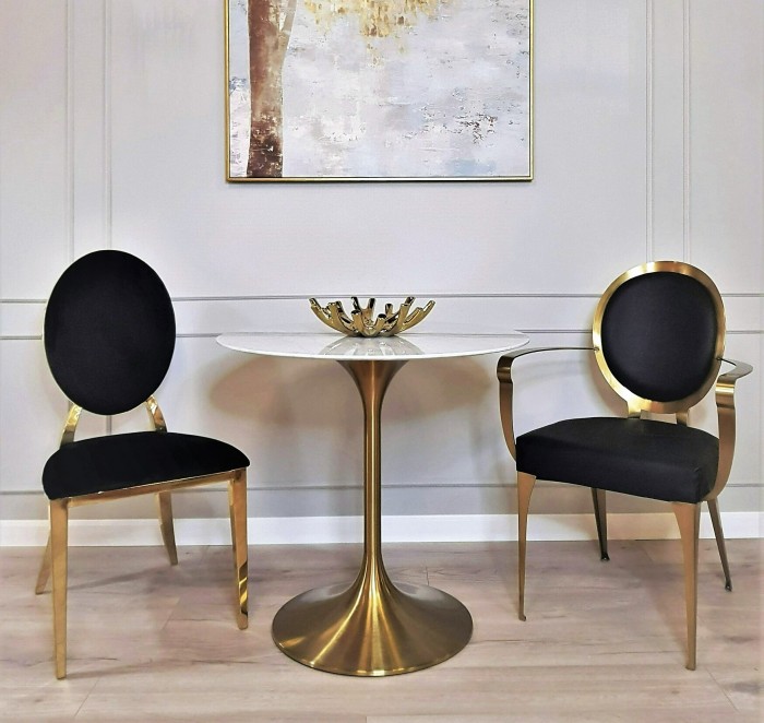 Стол обеденный белый Tulip Marble Brass