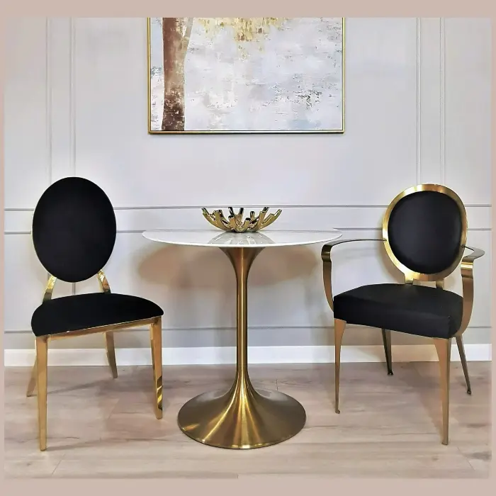 Стол обеденный белый Tulip Marble Brass