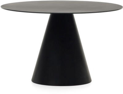 Стол Wilshire из закаленного стекла и металла с матовой черной отделкой, Ø 120 см