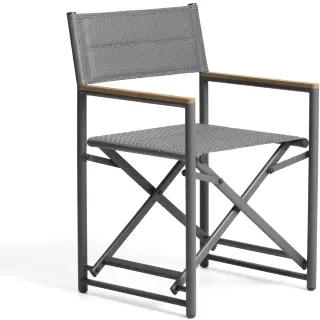 Складной уличный стул Tisno из графитового алюминия и серого текстиля