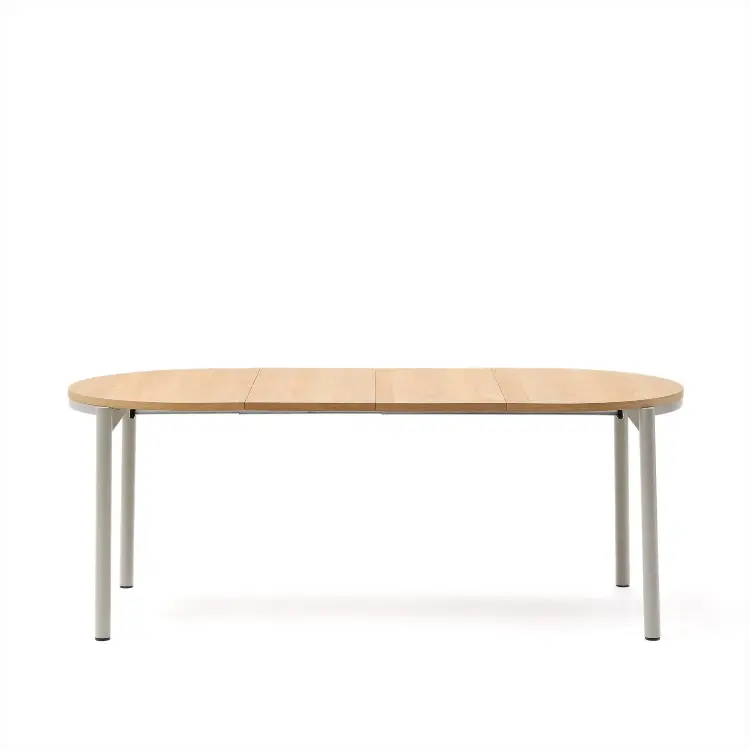 Montuiri круглый раздвижной стол из дубового шпона и белой стали