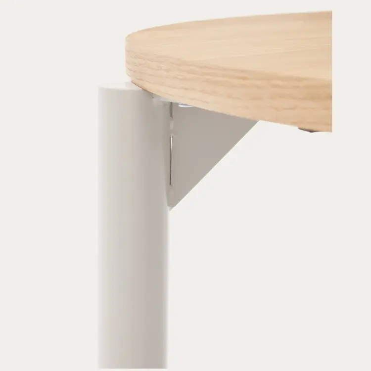 Montuiri круглый раздвижной стол из дубового шпона и белой стали