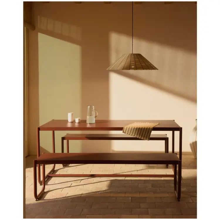 Комплект Sotil из 2 скамеек и стола из стали с гранатовой отделкой 183 x 83 cm