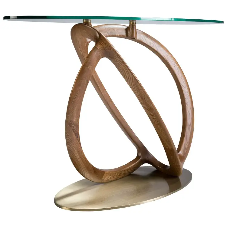 Консоль 3246/CON16171 из закаленного стекла и ореха