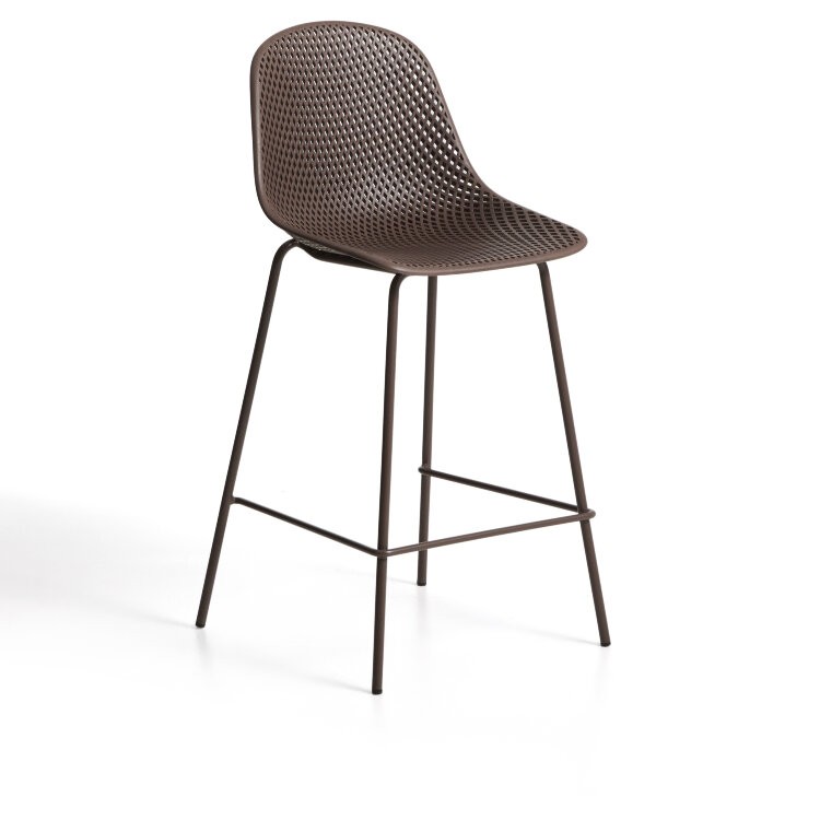 Уличный полубарный стул Quinby из коричневой стали и пластика 65 см