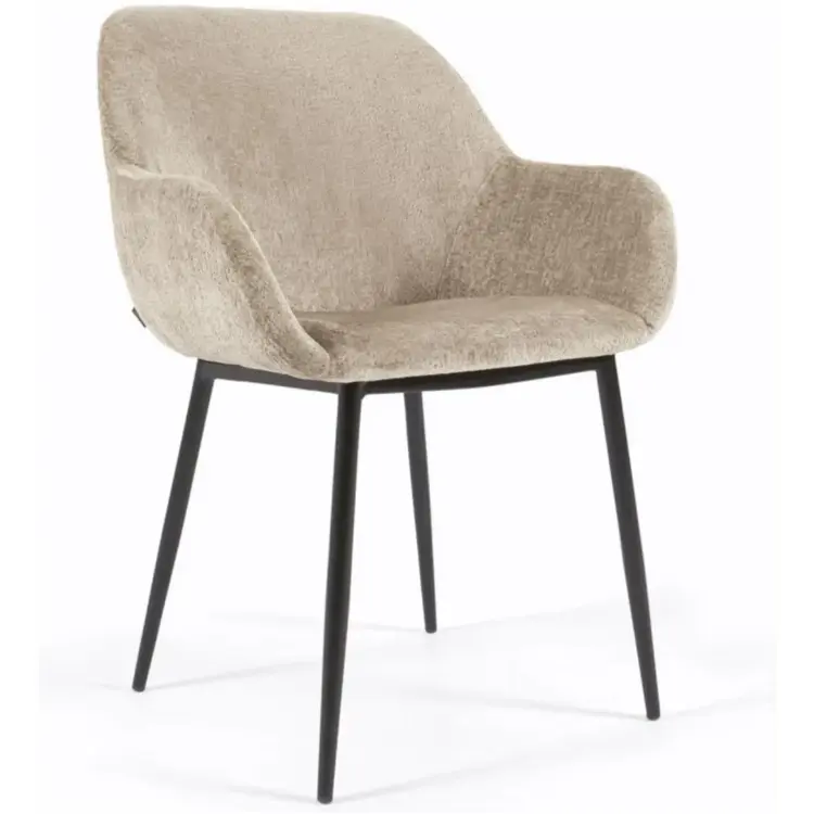 Стул Konna из бежевой синели со стальными черными ножками