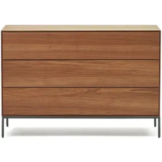 Vedrana Комод с 3 ящиками из орехового шпона со стальными ножками 110 x 75 см