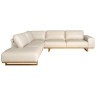 Угловой диван с левым шезлонгом 6204/5603-L-T541011 из песочной кожи