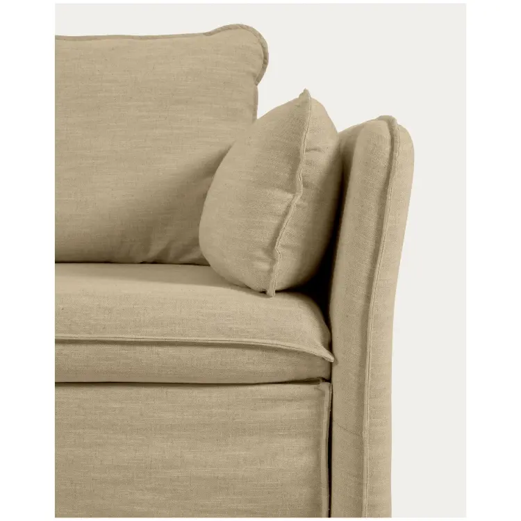 Диван-кровать Tanit бежевый с ножками из массива бука с натуральной отделкой 210 см