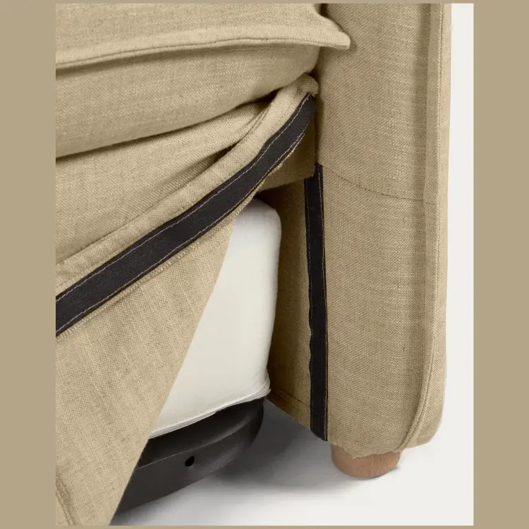 Диван-кровать Tanit бежевый с ножками из массива бука с натуральной отделкой 210 см