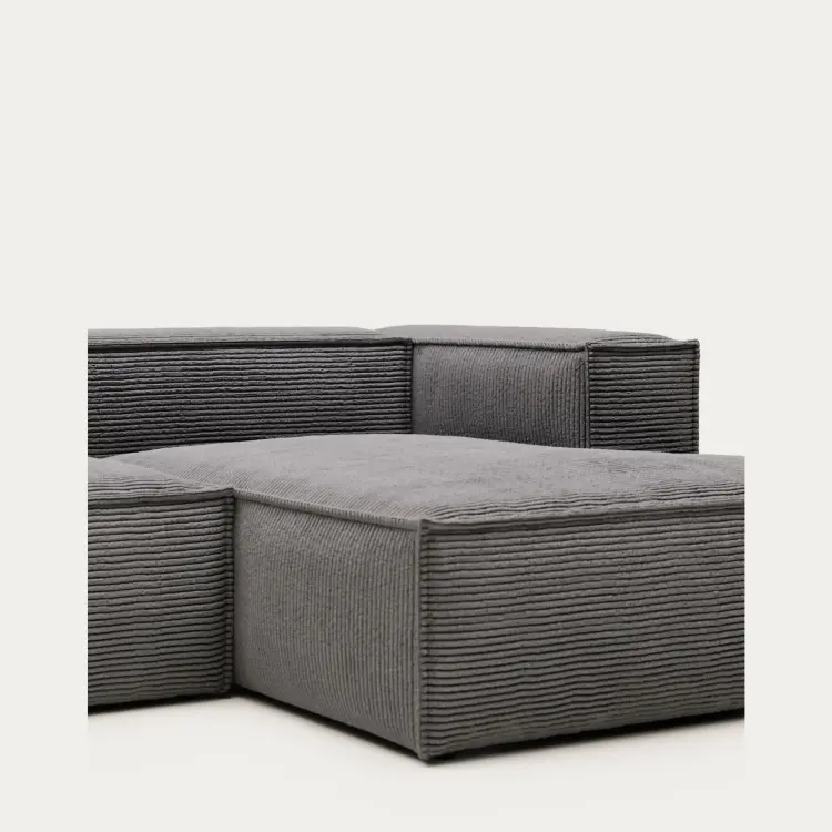 Диван 3х местный Blok правый шезлонг серый вельвет 330 см