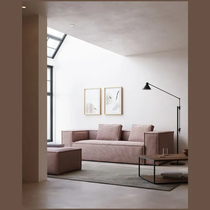 Диван Blok 3х местный серый вельвет