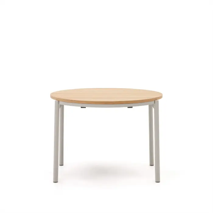 Montuiri Круглый раздвижной стол из дубового шпона с ножками серого цвета, Ø90(130) см