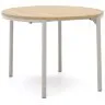 Montuiri Круглый раздвижной стол из дубового шпона с ножками серого цвета, Ø90(130) см