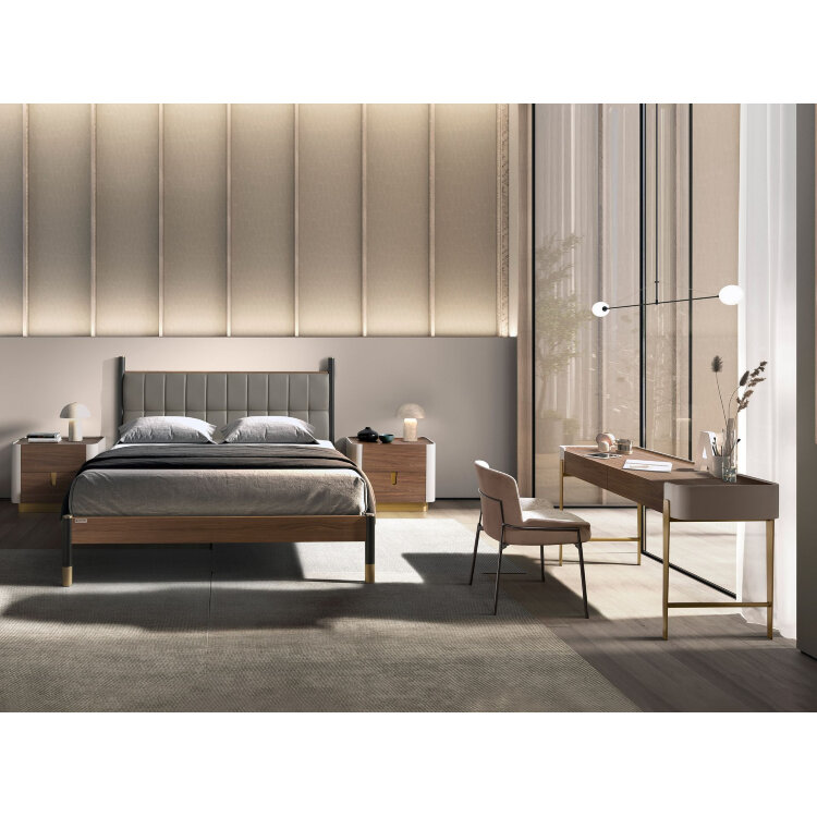 Кровать 7169 из темно-серой экокожи для матраса 150×200