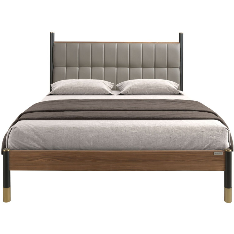 Кровать 7169 из темно-серой экокожи для матраса 150×200