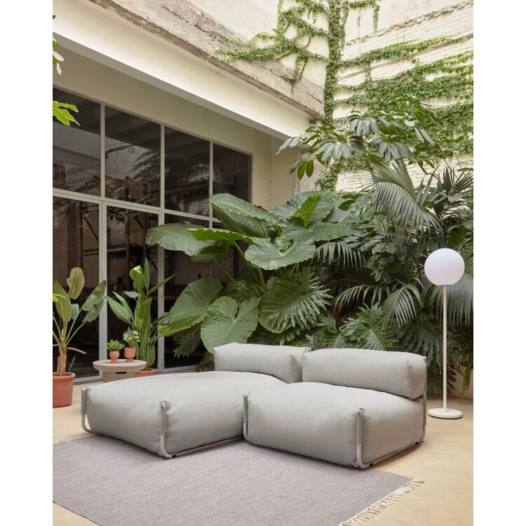 Square пуф-шезлонг со спинкой 165x101см, светло-серый, для садового модульного дивана