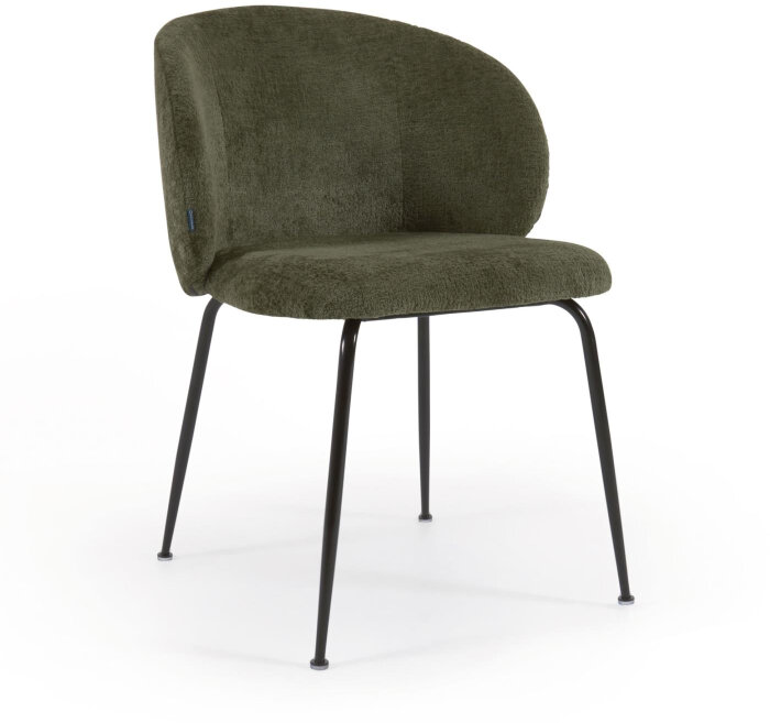 Стул Minna из зеленого бархата на стальных ножках с черной отделкой