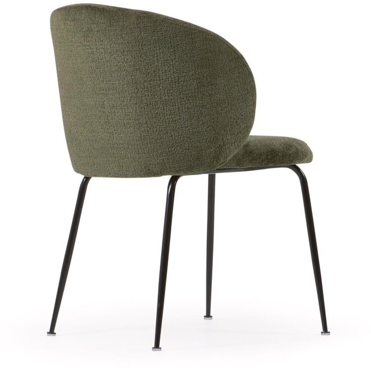 Стул Minna из зеленого бархата на стальных ножках с черной отделкой