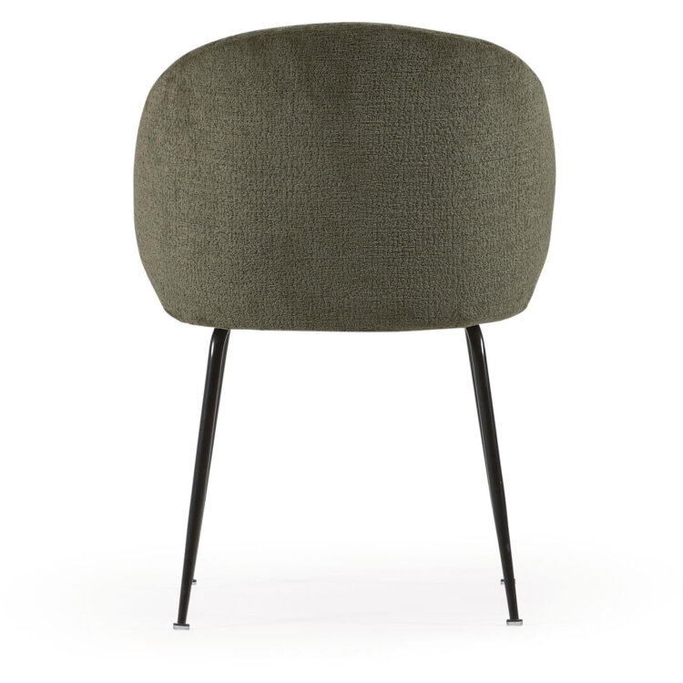 Стул Minna из зеленого бархата на стальных ножках с черной отделкой