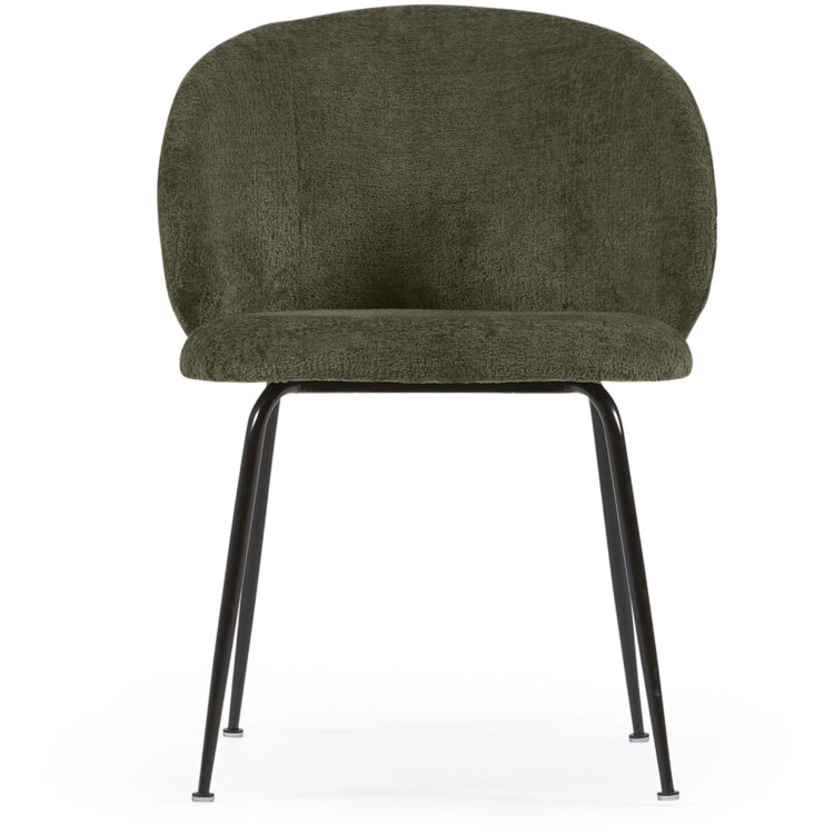 Стул Minna из зеленого бархата на стальных ножках с черной отделкой