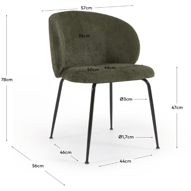 Стул Minna из зеленого бархата на стальных ножках с черной отделкой