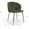 Стул Minna из зеленого бархата на стальных ножках с черной отделкой