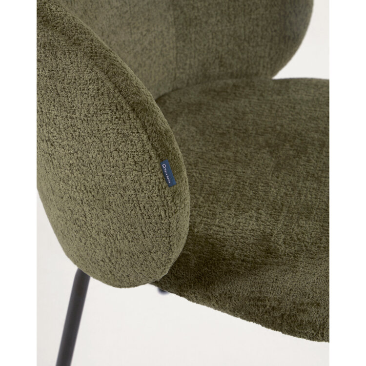 Стул Minna из зеленого бархата на стальных ножках с черной отделкой