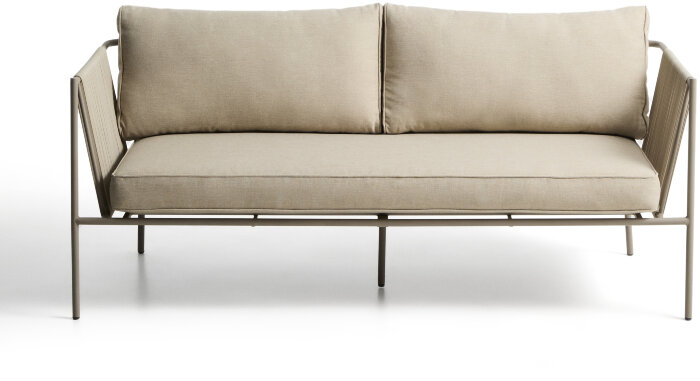 Двухместный уличный диван Zivia из веревки цвета экрю и стали таупе 178 см