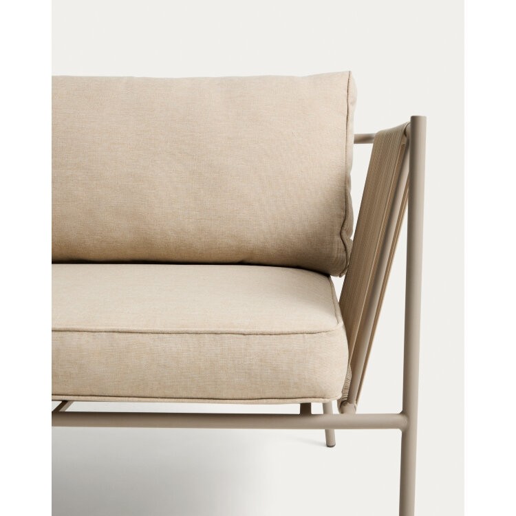 Двухместный уличный диван Zivia из веревки цвета экрю и стали таупе 178 см