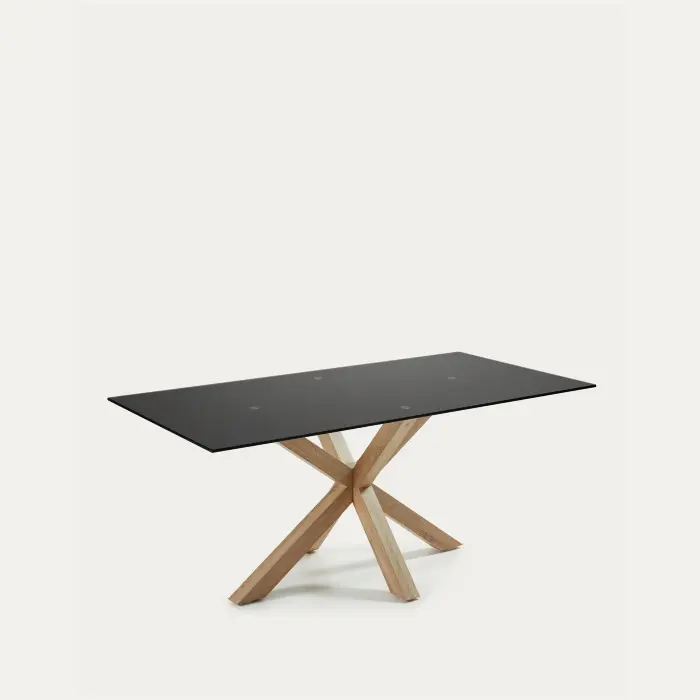 Argo Стол обеденный со стальными ножками Wofect и столешницей из черного стекла 200x100