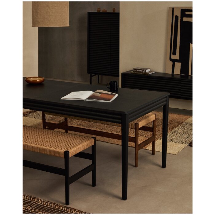 Раздвижной стол Lenon черный из шпона и массива дуба 160(240)x90