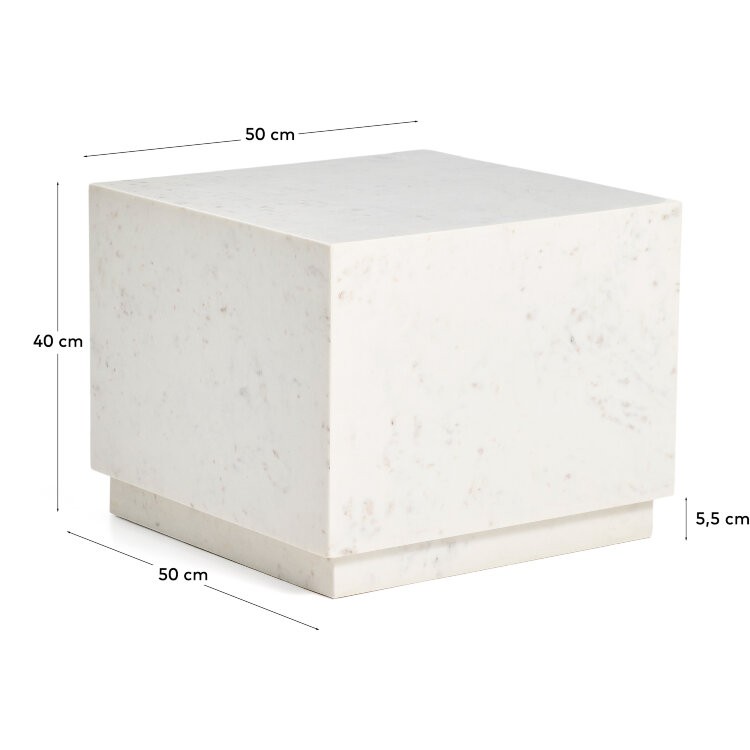 Журнальный столик Sorein из белого мрамора 50 x 50 см