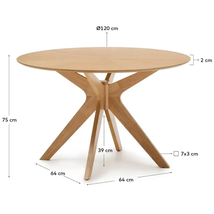 Круглый стол Naanim из дубового шпона Ø 120 см
