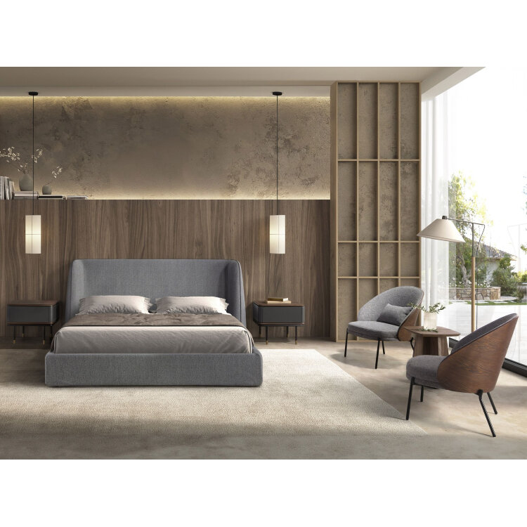 Кровать 7145 из темно-серой ткани