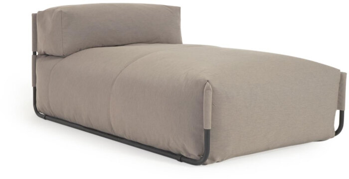 Square пуф-шезлонг со спинкой 165x101см, бежевый, черный алюминий, для садового модульного дивана