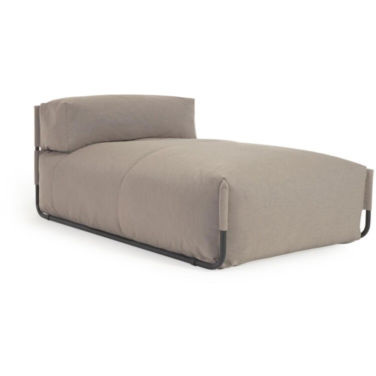 Square пуф-шезлонг со спинкой 165x101см, бежевый, черный алюминий, для садового модульного дивана