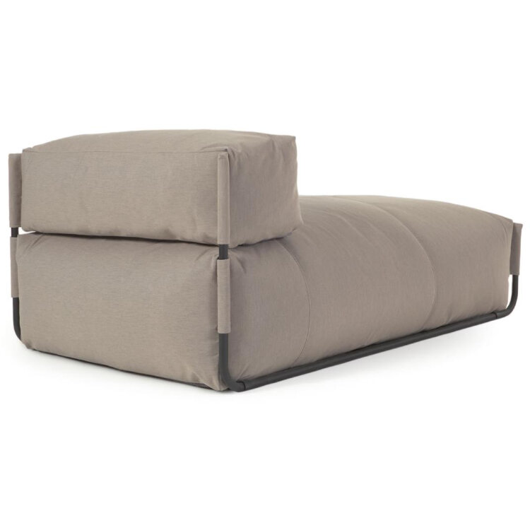 Square пуф-шезлонг со спинкой 165x101см, бежевый, черный алюминий, для садового модульного дивана