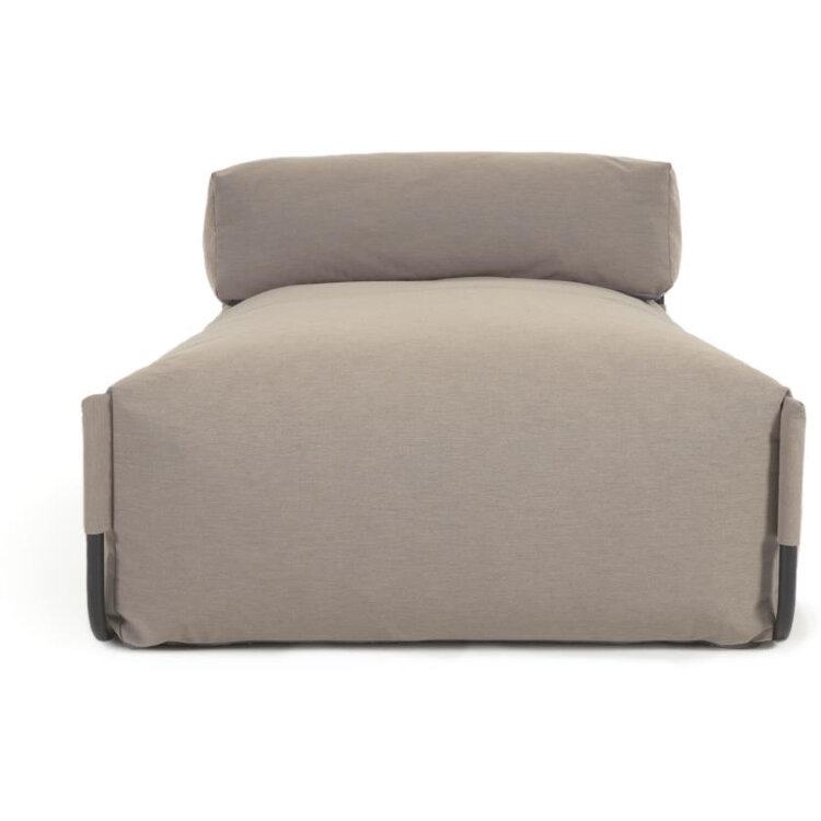 Square пуф-шезлонг со спинкой 165x101см, бежевый, черный алюминий, для садового модульного дивана