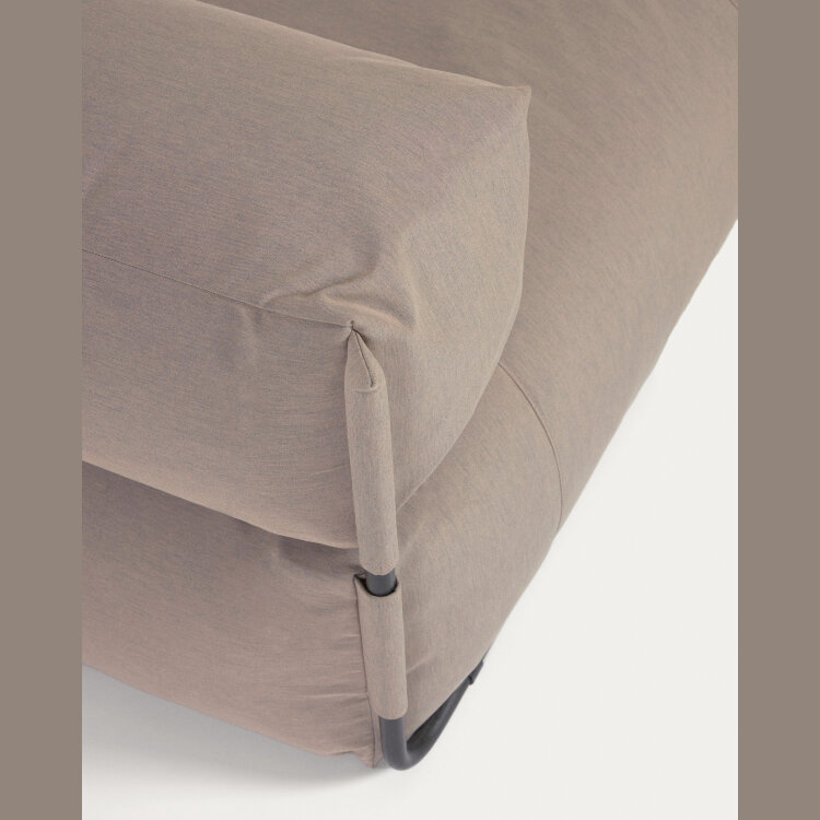 Square пуф-шезлонг со спинкой 165x101см, бежевый, черный алюминий, для садового модульного дивана